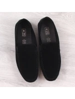 Pánské semišové prolamované mokasíny černé Novinky 4873