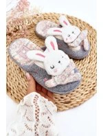 Dětské pantofle na tlusté podrážce králíčci šedé Dasca