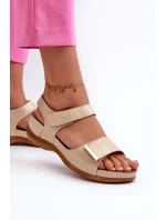 Pohodlné dámské sandály na suchý zip béžové Iphiope