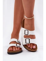 Dámské Pantofle Na Korek Platformě S Přezkami Bílé Redore