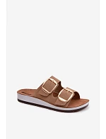 Dámské pantofle se zlatými sponami Inblu CP000061 světle hnědé