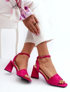 Dámské sandály na vysokém podpatku vyrobené z Eco Suede Fuchsia Upttima