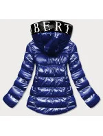 Světle modrá dámská metalická bunda s kapucí (xw808x)