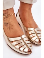 Zazoo 10009 Pohodlné Dámské Kožené Baletky Zlaté