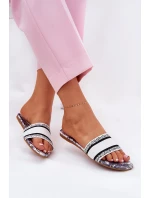 Vzory Ploché Dámské Pantofle Bílé Leysi