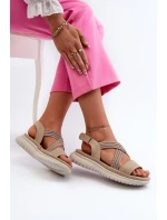 Lehké dámské pohodlné sandály na suchý zip Béžová Ceclea