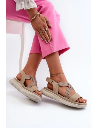 Lehké dámské pohodlné sandály na suchý zip Béžová Ceclea