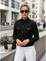 Dámská bunda z ekokůže s knoflíky černá FashionStreet TY5668