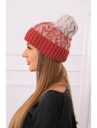 Dámská čepice Samara K346 červená+béžová Dámská čepice Samara K346 červená+béžová
