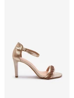 Zazoo 3328/2 Dámské Kožené Sandály Na Podpatku Zlaté Zazoo 3328/2 Dámské Kožené Sandály Na Podpatku Zlaté