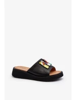 Dámské kožené pantofle s černým zdobením Asames Dámské kožené pantofle s černým zdobením Asames