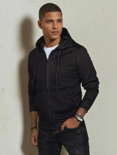 Pánská mikina na zip s kapucí černá FashionStreet BX5644