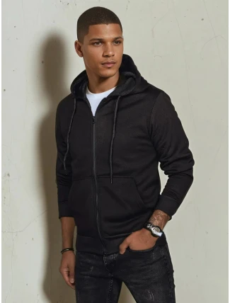 Pánská mikina na zip s kapucí černá FashionStreet BX5644