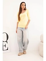 Halenka kulatý výstřih žlutá Halenka kulatý výstřih žlutá