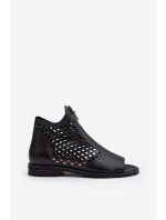 Zazoo 977/L Kožené vyšívané sandály na zip Zazoo 977/L Kožené vyšívané sandály na zip