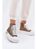 Vysoké Dámské Tenisky S Leopardským Vzorem Na Platformě Hnědé Laviriona