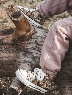 Dětské vysoké tenisky s zipem Béžová a zelená Filemon