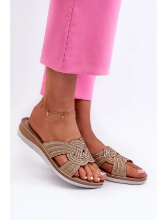 Pohodlné dámské žabky s cirkony Inblu BV000037 béžové