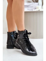 Lakované boty zateplené na zip S.Barski HY42-991 černé Lakované boty zateplené na zip S.Barski HY42-991 černé