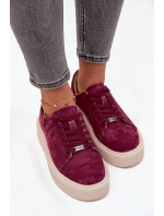 Semišové dámské tenisky na platformě Vinceza 79578 bordó