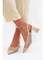 Dámské kožené sandály na podpatku Kedira