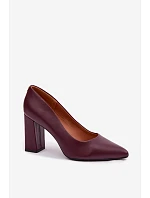Lodičky na podpatku z eko kůže Sergio Leone PB216 bordó