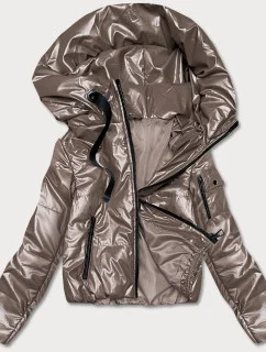 Krátká dámská bunda v barvě cappuccino (B8138-12)