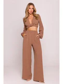 M862 Kalhoty se širokými nohavicemi - čokoládové