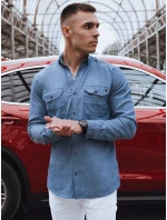 Pánská modrá džínová košile FashionStreet DX2581 Pánská modrá džínová košile FashionStreet DX2581