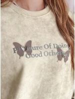 Dámská oversize mikina s kravatou v barvě motýla SPARKI ecru FashionStreet BY1404