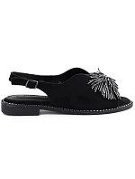 Dámské vestavěné sandály s flitry černé Potocki 43349