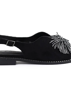 Dámské vestavěné sandály s flitry černé Potocki 43349