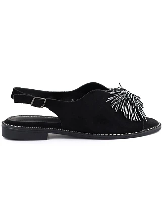 Dámské vestavěné sandály s flitry černé Potocki 43349