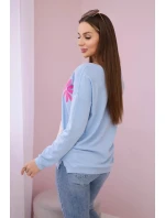 Svetrová halenka s květinovým vzorem modrý