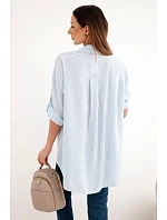 Dámská viskózová košile s krajkovými rukávy a límečkem béžová