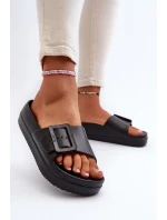 Dámské Pěnové Žabky Na Platformě S Sponou Big Star NN274A662 Černé