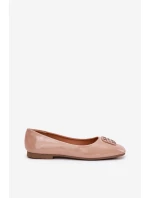 Lakované Elegantní Dámské Baletky S Ozdobným Detalem Béžové Vinceza 17377