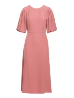 S399 Šaty s puff rukávy - růžové S399 Šaty s puff rukávy - růžové