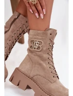 Dámské zateplené kotníkové boty s ozdobou DA183P Béžová - Seastar Dámské zateplené kotníkové boty s ozdobou DA183P Béžová - Seastar