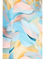 296-15 VICTORIA Trapézové letní šaty v barevných vlnách - citronově modré