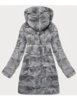 Šedá dámská bunda-kožíšek s kapucí (br9741-9)
