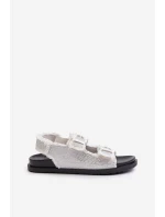 Dámské bílé zdobené džínové sandály Irmale