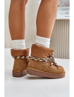 Dámské Sněhule Z Hladké Kůže S Hrubým Šněrováním D.Franklin DFSH375003 Hnědé