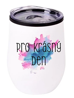 Termohrnek "bowl" - Akvarelový otisk Pro krásný den 2 - bílý