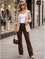 Dámské džíny s širokými nohavicemi a vysokým pasem, hnědé, FashionStreet UY3106 Dámské džíny s širokými nohavicemi a vysokým pasem, hnědé, FashionStreet UY3106
