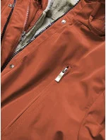 Rudo-světle béžová dámská zimní bunda s mechovitou kožešinovou podšívkou (w553) Rudo-světle béžová dámská zimní bunda s mechovitou kožešinovou podšívkou (w553)