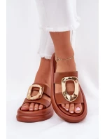 Dámské sandály na platformě se zlatým detailem Camel Ularinea Dámské sandály na platformě se zlatým detailem Camel Ularinea