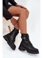 Dámské Boty Pracovní S Ozdobným Páskem Zateplené Eko Kůže Černé Selita