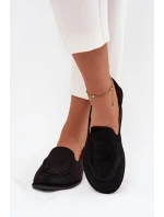 Dámské mokasíny z eko semiše ploché černé Miryelle