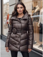 Dámský prošívaný zimní kabát s kapucí BLOOM mocha FashionStreet TY4517z